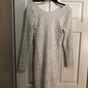 White sequin midi holiday dress